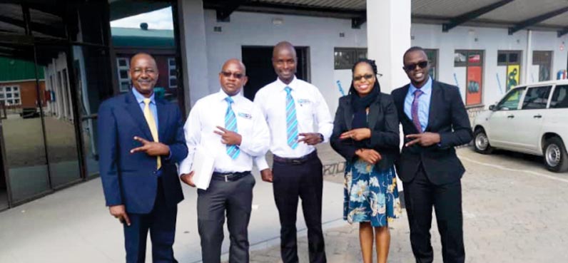D&S Zambia MD Jonathan Mainga is pictured with D&S staffers Ishmael Mashonganyika, Simbarashe Mugwanda, Tina Banda and Sam Anyembe.